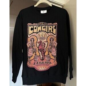 Wild West Cowgirl Rodeo Legend Sweatshirt Black Size S Lotus Fashion Los Angeles